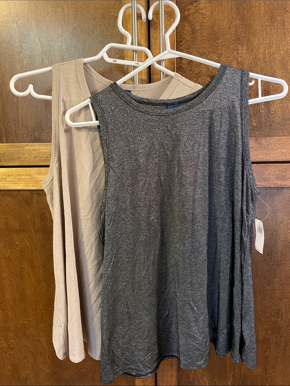 Old Navy Luxe Tanks in Shimmery Silver and Gold